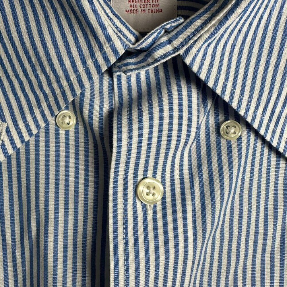 Brooks Brothers 346 The Original Polo Mens XL Button Down Shirt Blue Striped - Picture 4 of 7